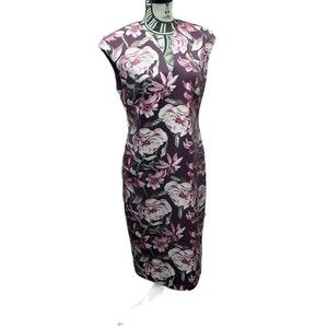 Connected Apparel Women's size 8 Burgundy Floral Sleeveless Dress